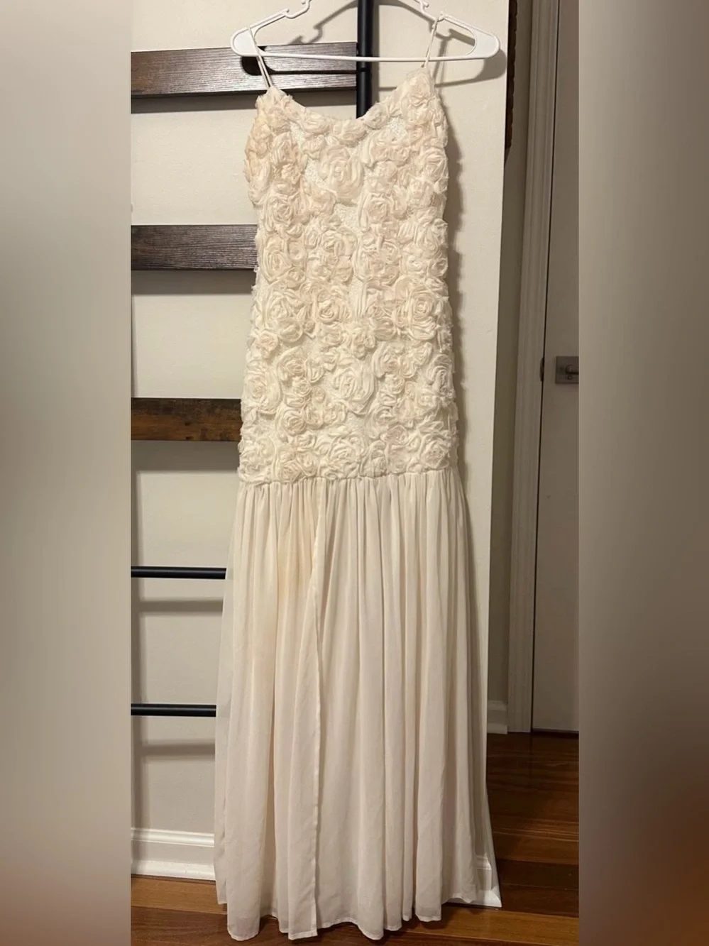 Ivory Floral Appliqué Maxi Dress
